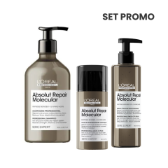 Set pentru par deteriorat L'Oréal Professionnel Serie Expert ABSOLUT REPAIR MOLECULAR (Sampon 500 ml + Crema 100 ml + Tratament 250 ml)